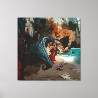 Abstrakt Dragon Skull okkultiert Dunkle Hexe Kunst Leinwanddruck