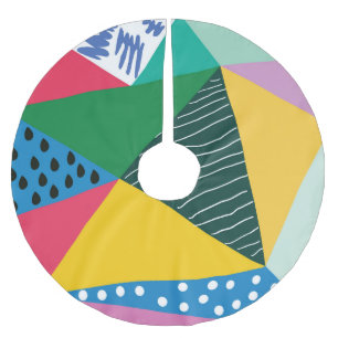 Abstrakt dreieckig: Geometrisches Vintages Dekor. Polyester Weihnachtsbaumdecke