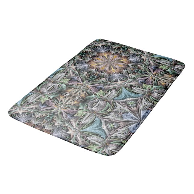 Abstrakt Dusty Succulent Garden Rosette Muster Badematte (Schrägansicht)