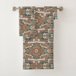Abstrakt Earth Camouflage Brown Badhandtuch Set