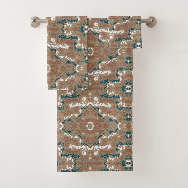 Abstrakt Earth Camouflage Brown Badhandtuch Set (Insitu)