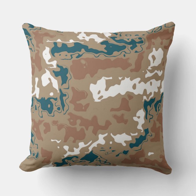 Abstrakt Earth Camouflage Brown Kissen (Vorderseite)