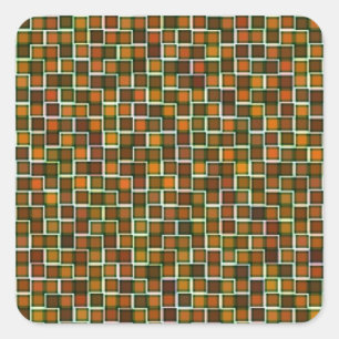 Abstrakt Earth Tone Squares-Muster Quadratischer Aufkleber