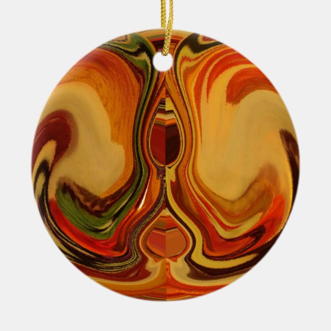 Abstrakt Earth Tone Swirl Art Print Keramikornament (Vorne)