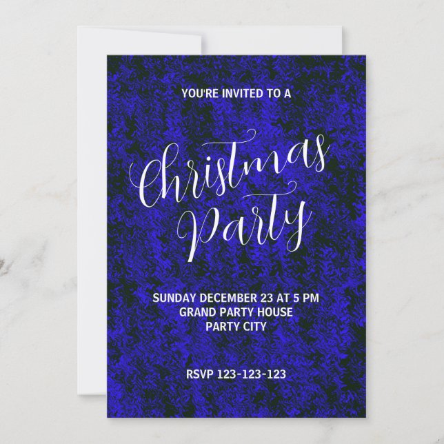 Abstrakt Electric Blue Christmas Party Holiday Einladung (Vorderseite)