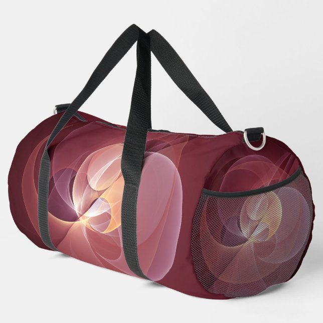 Abstrakt Elegante Modernes Wine Rotes Fraktal Duffle Bag (Rechte Ecke)