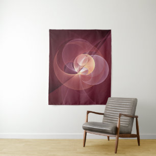 Abstrakt Elegante Modernes Wine Rotes Fraktal Wandteppich