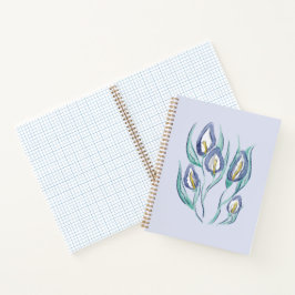 Abstrakt Elegante: Wasserfarbe Lila Calla Lilies Notizbuch