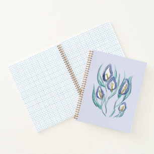 Abstrakt Elegante: Wasserfarbe Lila Calla Lilies Notizbuch