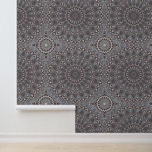 Abstrakt Eleganter Chic Silver Gray Mandala Tapete
