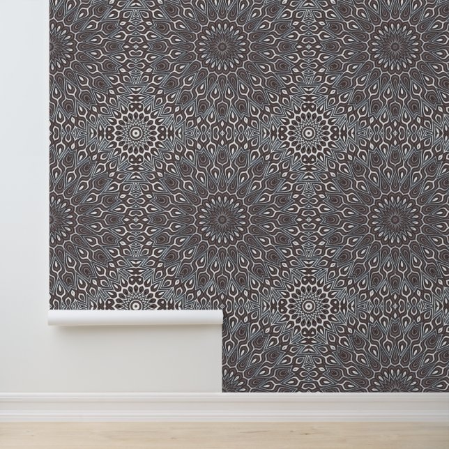 Abstrakt Eleganter Chic Silver Gray Mandala Tapete (Anwendung)