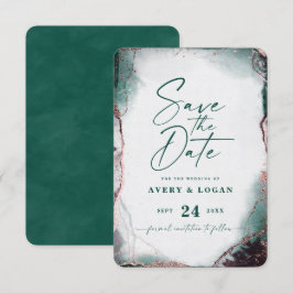 Abstrakt Ethereal Watercolor Emerald Wedding Save The Date