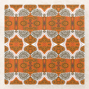 Abstrakt ethnisch: trendiger vintage Boho. Glasuntersetzer