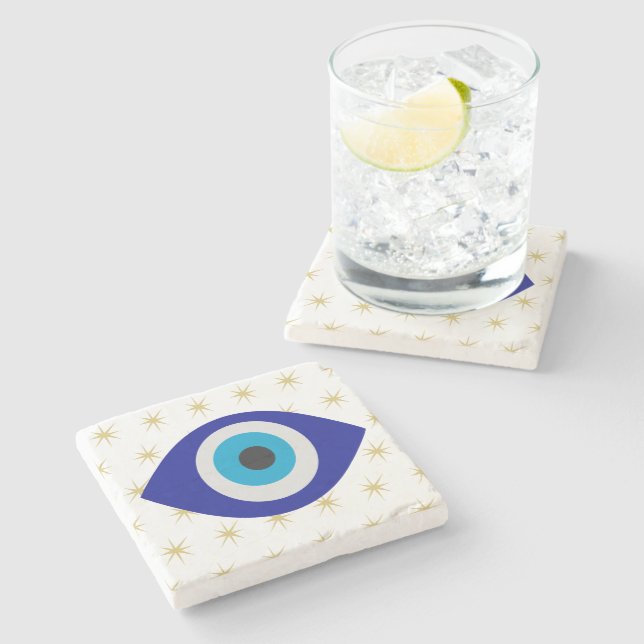 Abstrakt Evil Eye Modern Fortune Teller Starry Steinuntersetzer (Seitenansicht)