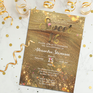 Abstrakt Extravagant Chic Trendy Gold Glitzer Swee Einladung