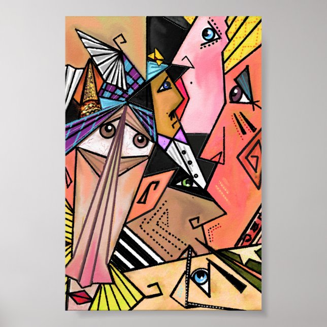 Abstrakt Faces Moods Poster Cubism Portrait (Vorne)