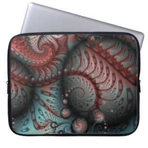Abstrakt Fantasy Fraktal Art Balls Braun Blau Laptopschutzhülle