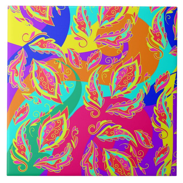 abstrakt,Farbe,Muster,indisch,Mandala,rosa, Fliese (Vorderseite)
