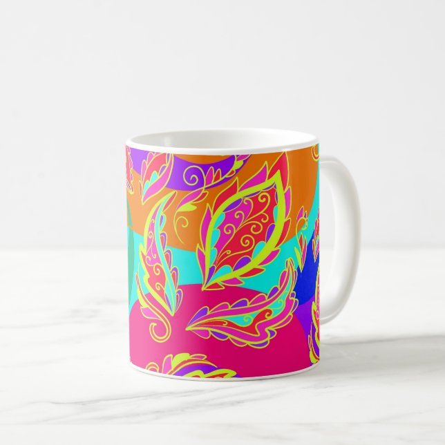 abstrakt,Farbe,Muster,indisch,Mandala,rosa, Kaffeetasse (VorderseiteRechts)