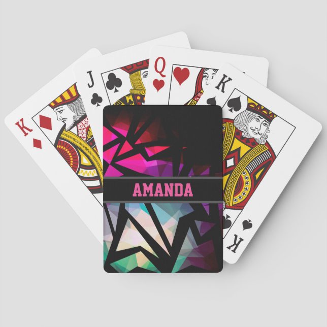 abstrakt, farbenfroh, geometrisch, elegant, modern spielkarten (Rückseite)