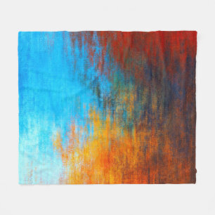 Abstrakt farbenfroh Türkisblau, Orange und Rot Fleecedecke