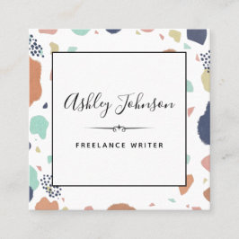 Abstrakt farbige Pinselstriche Freelancer Writer Quadratische Visitenkarte