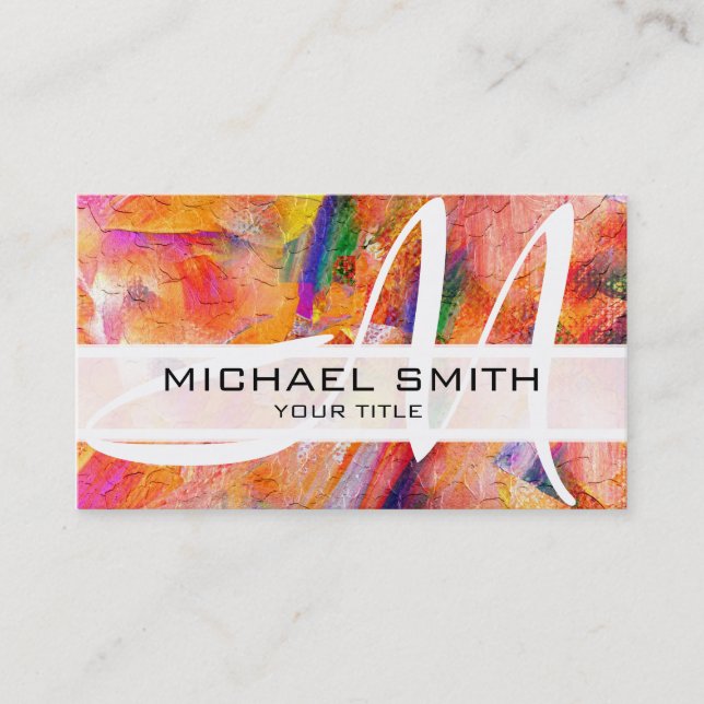 Abstrakt farbiges modernes Monogramm #14 Visitenkarte (Vorderseite)