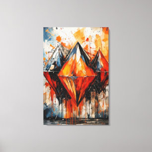 Abstrakt Feueriger Diamant und Schatten Geometrisc Leinwanddruck
