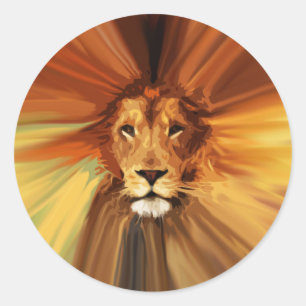 Abstrakt Fierce Lion Runder Aufkleber