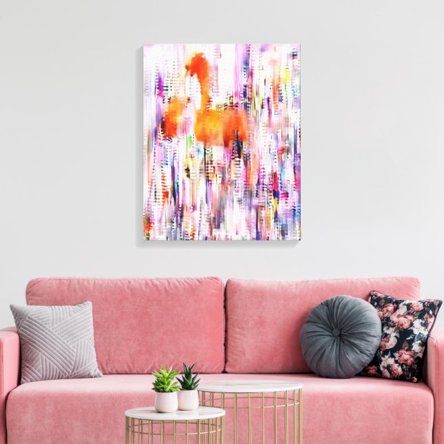 Abstrakt Flamingo Stretched Canvas Print Leinwanddruck (Insitu (Wohnzimmer))