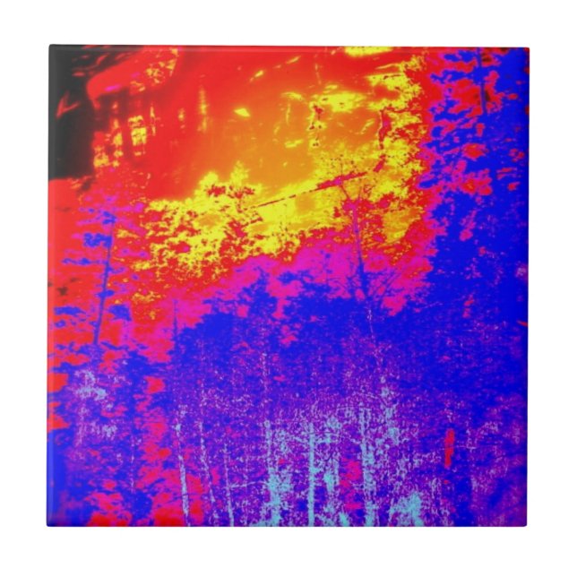 abstrakt flammbare Waldfliese Fliese (Vorderseite)