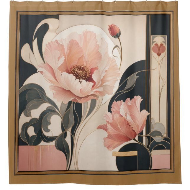 "Abstrakt Floral" Duschvorhang (Vorderseite)