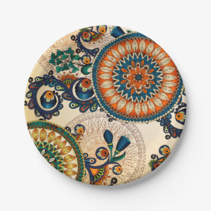 Abstrakt Floral Mandala Pappteller