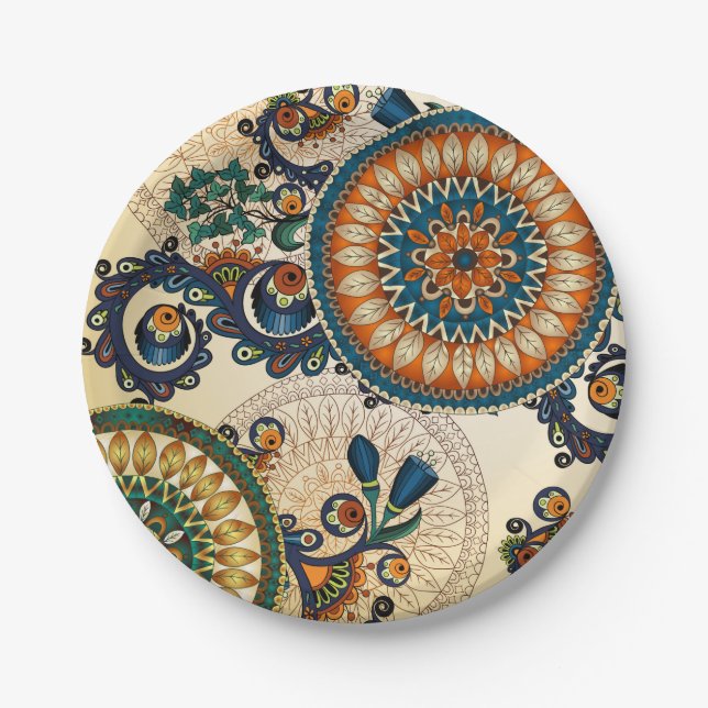 Abstrakt Floral Mandala Pappteller (Vorderseite)