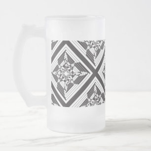 abstrakt floral schwarz weiß mattglas bierglas