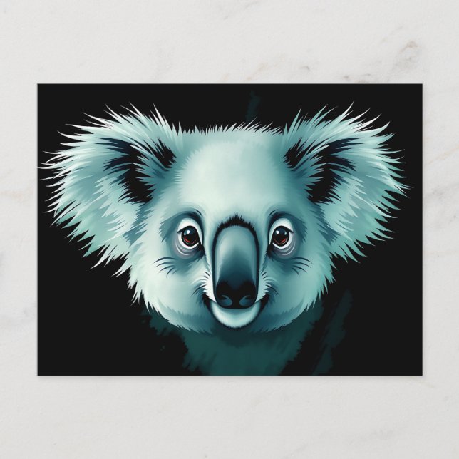 Abstrakt Fluffy Koala Portrait Postkarte (Vorderseite)