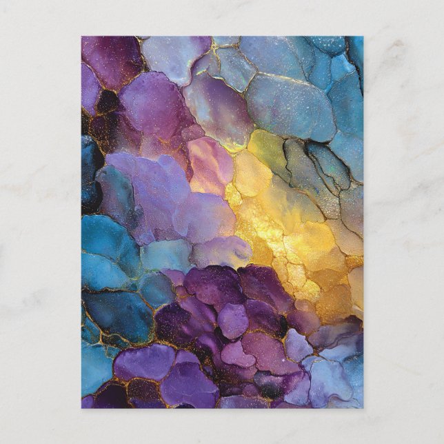 Abstrakt Fluid Art Gem Tone Muster Postkarte (Vorderseite)