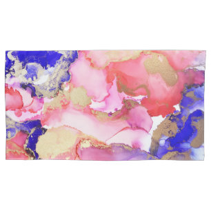 Abstrakt flüssiges Lila-rosa-Gold-Metallic Kissenbezug