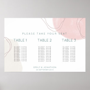 Abstrakt Form 3 Tisch Kleine Hochzeitkarte Poster