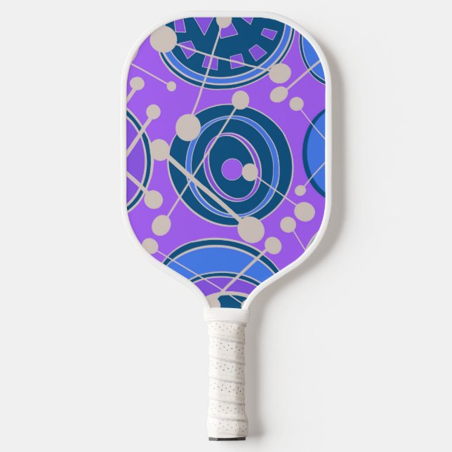 Abstrakt, funky, blau, lila und weiß. pickleball schläger (Vorderseite)