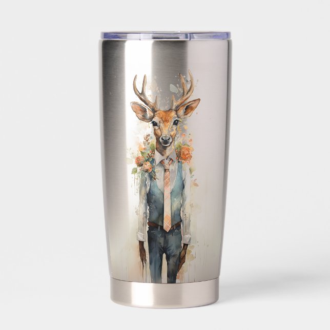 Abstrakt Funky Male Deer Thermobecher (Vorderseite)
