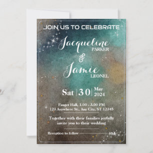 Abstrakt Galaxy Watercolor Hochzeitskarte Einladung