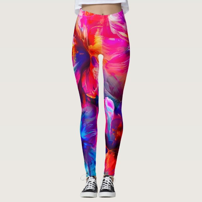 Abstrakt Garden Bloom Leggings (Vorderseite)