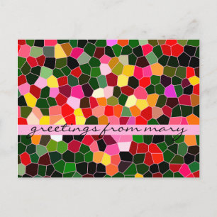 Abstrakt gebettetes, grün rosa Mosaik aus Glas Postkarte
