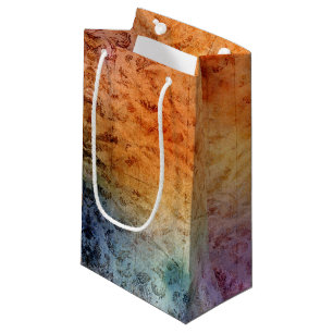 Abstrakt gebrannter Orange Lila Damask Alkoholtink Kleine Geschenktüte
