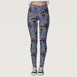 Abstrakt gefliestes Design in grauen Farben Leggings