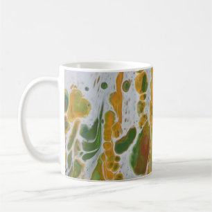 Abstrakt, gelb, kupferfarben und grün kaffeetasse