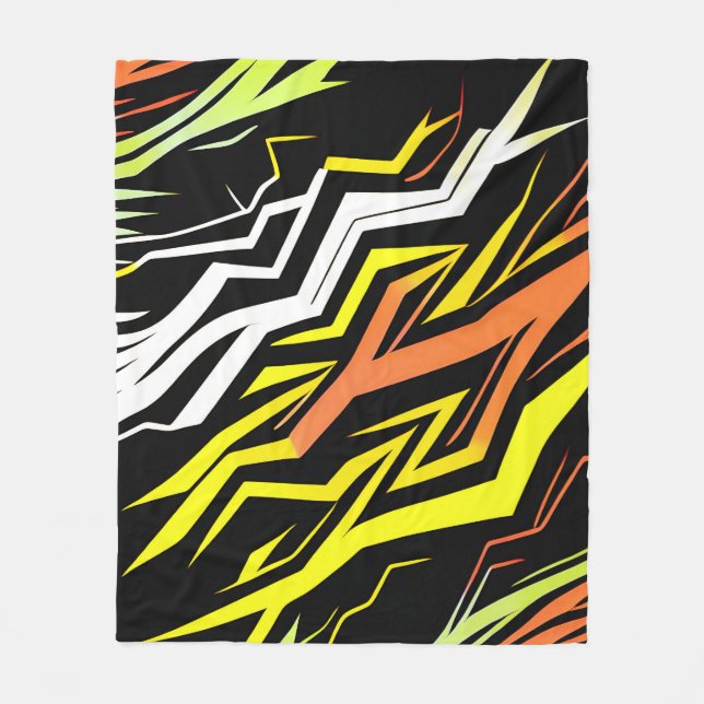 Abstrakt-gelb-orange Streifen Fleecedecke (Vorderseite)