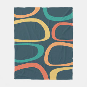 Abstrakt Gelb, Orange, Teal im Stil der Mitte des Fleecedecke