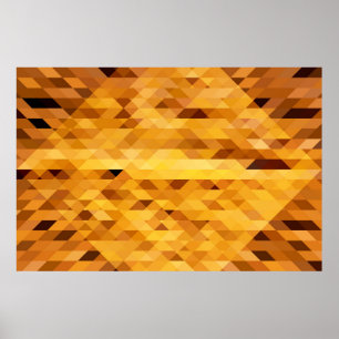 Abstrakt-gelb-orangefarbenes Digitalmosaik-Polygon Poster